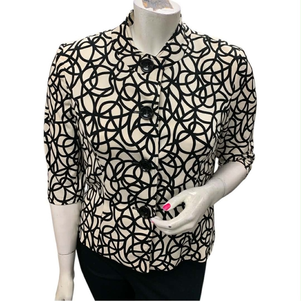 Giani Elegant Black and White Patterned Button Down Shirt Size L